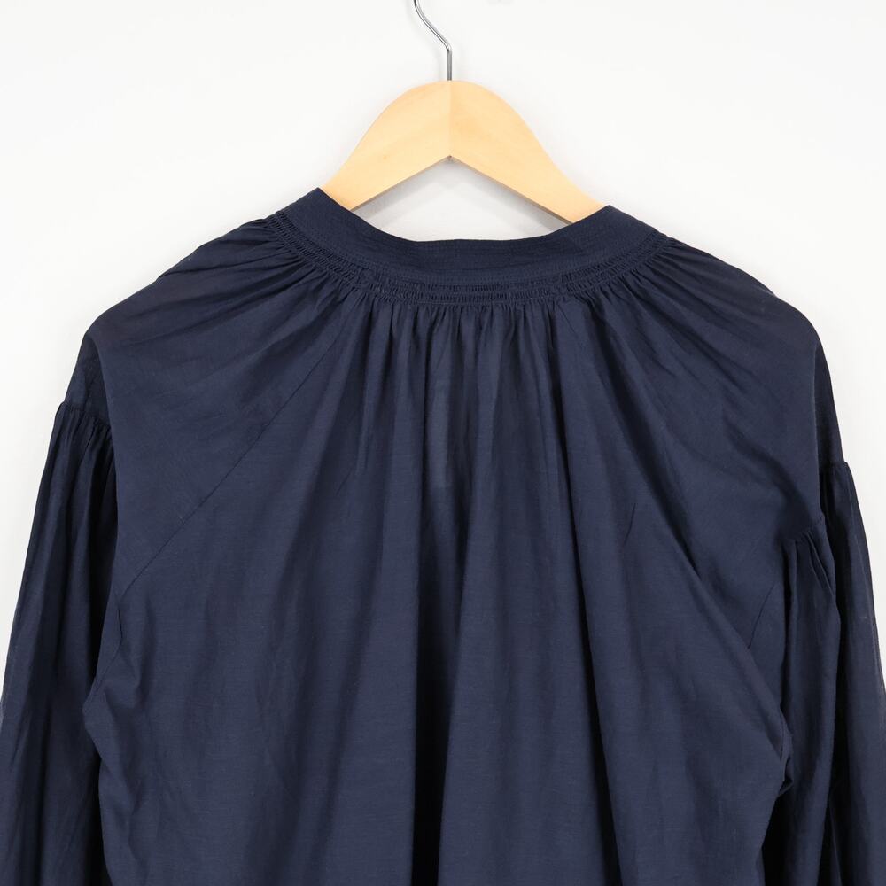 NWT Madewell Shirred Long-Sleeve Flowy V-Neck Top Ink Navy Blue Size Small - Picture 6 of 10